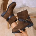 thumbnail image 1 of Heisall Womens Winter Ankle Boots Fashion Casual Solid Color Round Toe Chunky Heel Slimming British Style Versatile Soft Sole Buckle Closure, 1 of 8