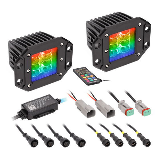 Heise HE-CHASE-FCLKT Flush Mount Addressable Chasing LED Cube Lights (Pair)