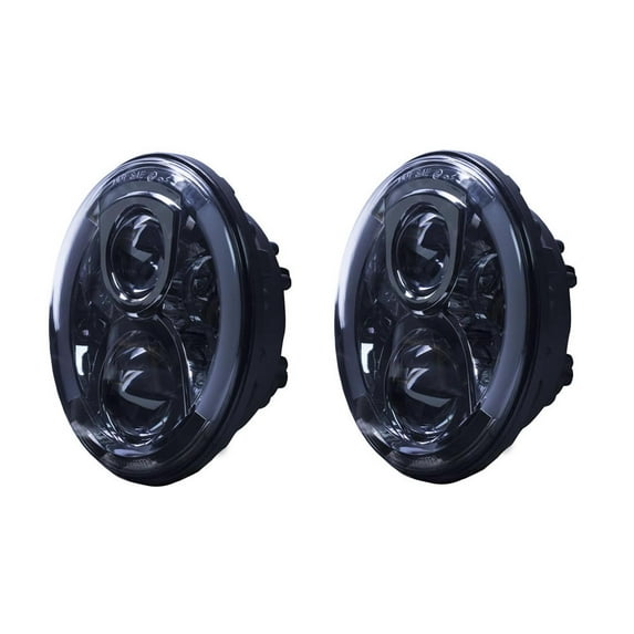 Heise LED Lighting Systems HE-PSHL703 7" Round 6-LED Headlight Set With Partial Halo For 1997-2018 Jeep Wrangler TJ & JK (Silver Front Face)