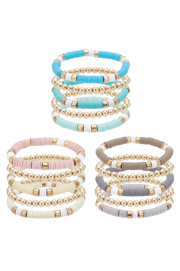 Heishi Bracelet Surfer Heishi Clay Bead Bracelets for Women Stackable Beaded Stretch Bracelets Elastic Layering Friendship Bracelets