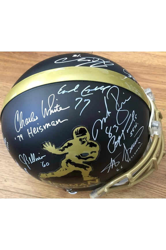 Heisman Trophy Full Size Helmet Autographed By 13 Winners Earl Campbell Tony Dorsett Paul Hornung Steve Spurrier Bas