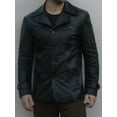thumbnail image 1 of Heist - Mens Black Vintage Style Button Leather Jacket, 1 of 4