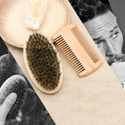 Heizi Hair Brush Cleaner Tool Handle Wood Barber Brush Beard Set Comb Tool Kit For Men Mustache Beard Beard Brush