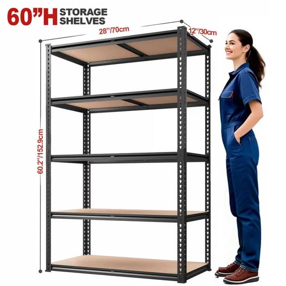 Hejia 60"H Garage Shelving Storage Shelves 5-Tier