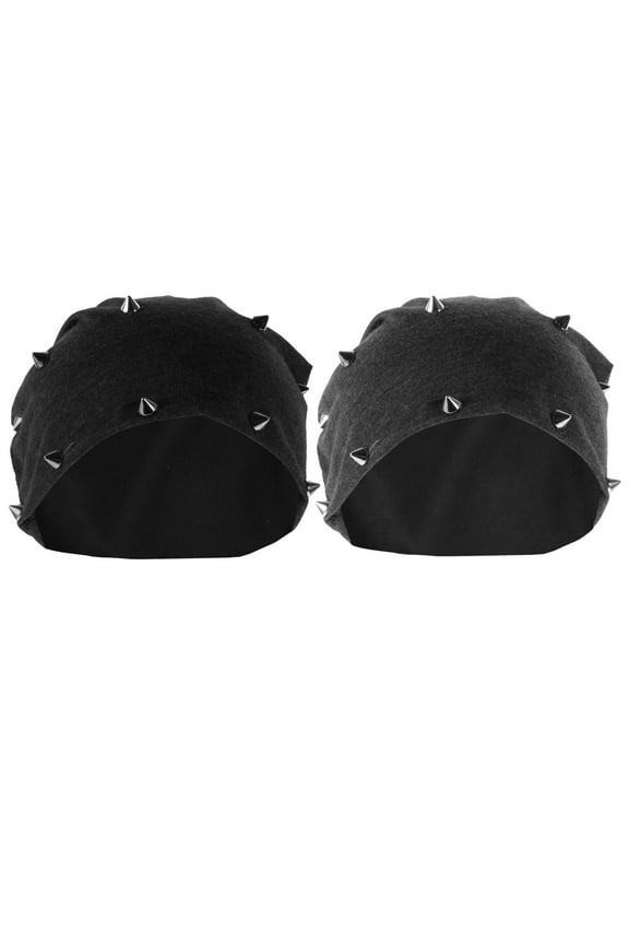 Rivet Beanie Hat Punk Cap: 2pcs Spike Hats Unisex Gothic Hip Hop Headwear