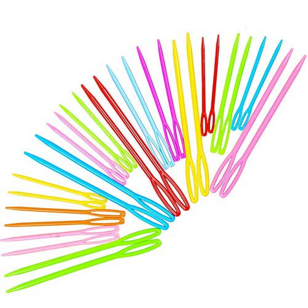 Hekisn LargeEye Plastic Sewing Needles, Colorful Safety Lacing Needles