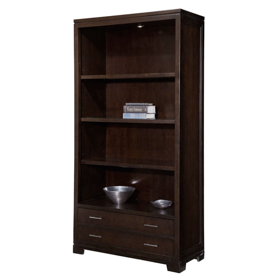 Hekman 79184 CEO 42 Inch Wide Wood Lighted Bookcase with Two Adjustable Shelves