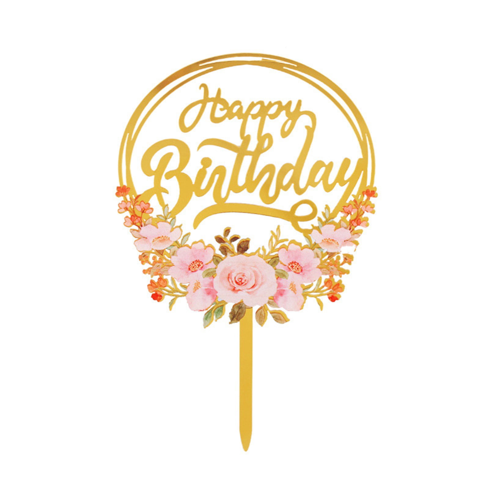 Hekwup Gold Butterfly Happy Birthday Cake Topper Rose Gold Acrylic Kids ...