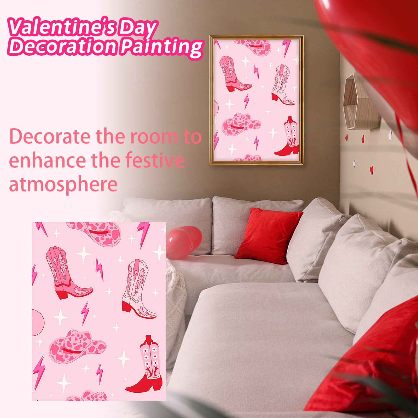 Hekwup Valentine's Day Abstract Wall Art Canvas Poster Living Room ...