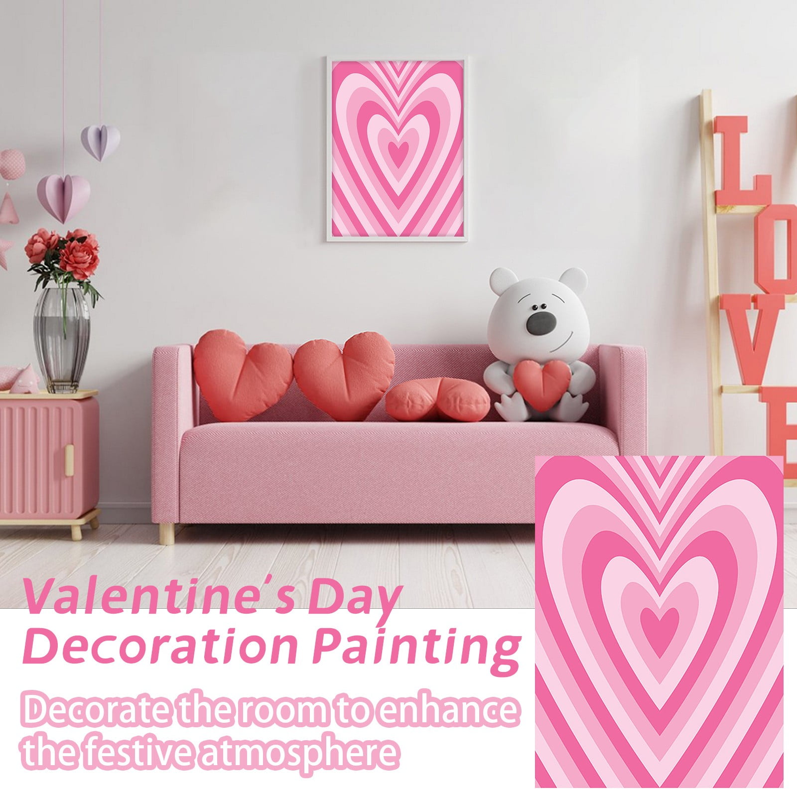 Hekwup Valentine's Day Abstract Wall Art Canvas Poster Living Room ...