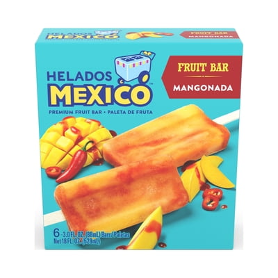 Helados Mexico Mangonada Fruit Bars, Frozen Non-Dairy Ice Pop, Gluten-Free, 16.5 oz, 6 Count
