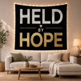 thumbnail image 1 of Held By Hope Quote on Black Background, Calming Minimalist for Positive Quote Lovers, Gold Hope Wall Art, Friendship Gift Tapestry Wall Hanging for Bedroom and Office, 1 of 7