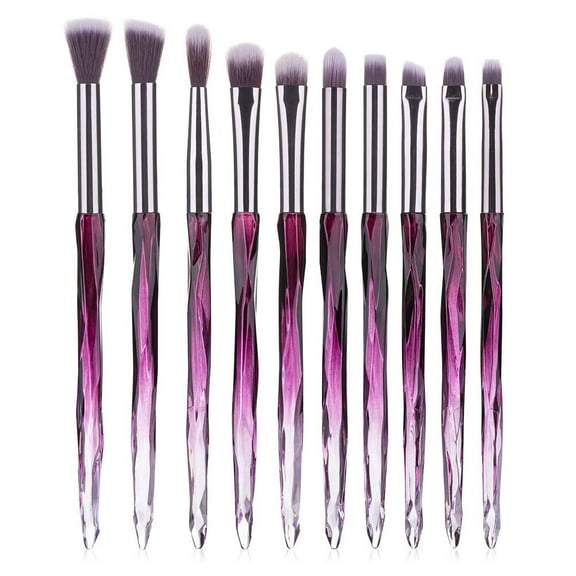 Heldig 10 Pieces Purple Makeup Eye Brush Set,Diamond Handle Eyeshadow Makeup Brushes,Professional Cosmetics Eyebrow Lip Make Up ToolsB