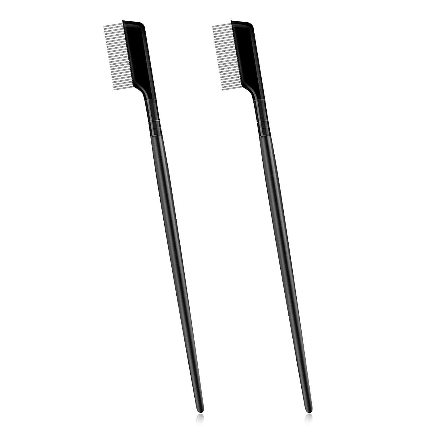 Heldig 2 Pack Eyelash Comb, Eyelash Separator Comb Curler , Eyelash Brush Comb with Metal Teeth-Mascara Separated Lash Comb-Eyebrow Brush Comb Makeup Brush Kit-Black