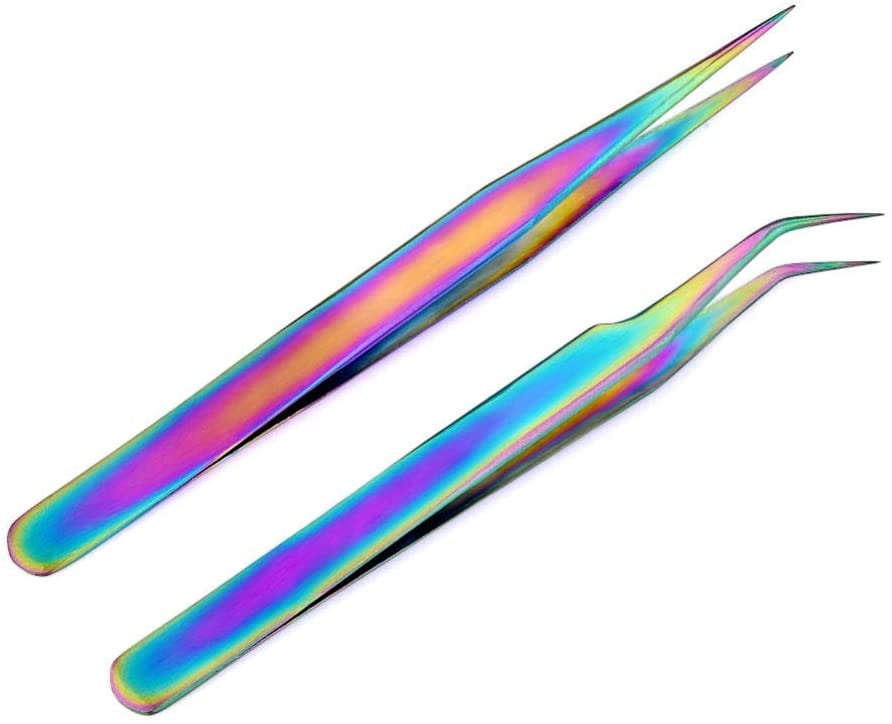 Heldig 2 Pack Stainless Steel Curved Tweezers ,Straight Tweezers for