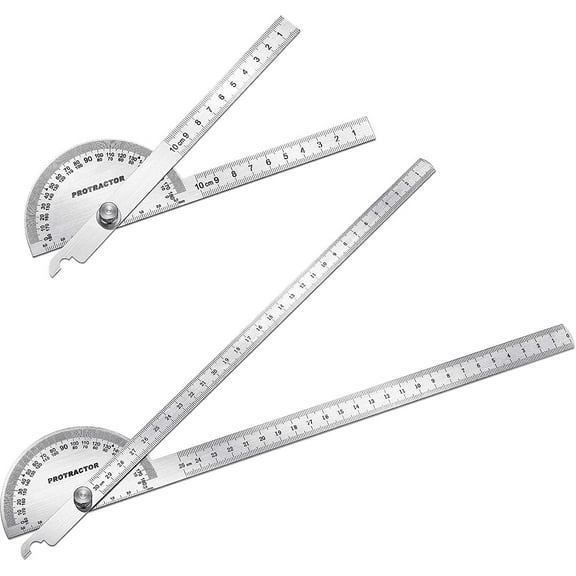 Heldig 2 Pieces Angle Protractor Angle Finder Ruler Arm Swing Stainless Steel Protractor Angle Measure Tool Round Head Degrees for Paint Artist Student Geometry
