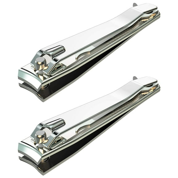 Heldig 2PCS Stainless Steel Nail Clippers,Professional Fingernail Clipper and Toenail Clipper, Wide Easy Press Lever Nail Cutter with Swing Out Nail Cleaner/File for Men and Women
