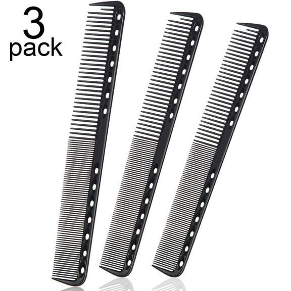 Heldig 3 Pieces Carbon Fine Cutting Comb Carbon Fiber Salon Hairdressing Comb Hairdressing Comb Heat Resistant Barber Comb (Black)