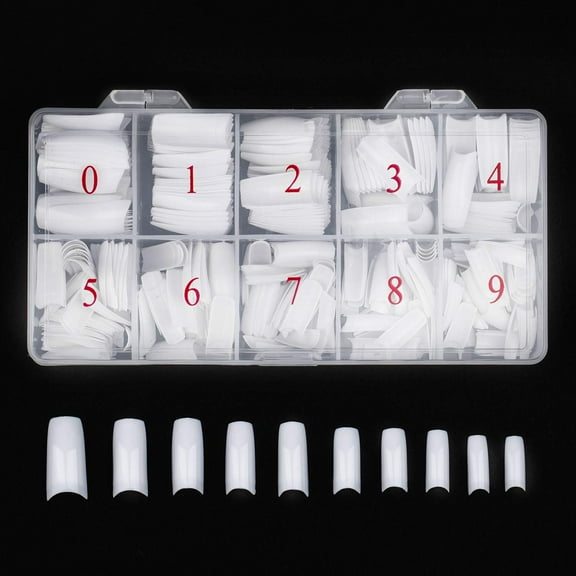 Heldig Acrylic Nail Tips White 500Pcs French Artificial False Tip for Manicure Nails Art Salons & Home DIYB