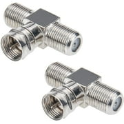 PULMCheerger Coaxial Cable Splitter, TV Splitter 2 In 1 Out 2-Pack F Type RG6 Male To 2 F Female 3 Way Cable Splitter Coax T Connector Adapter for Video VCR Antenna Cable Satellite
