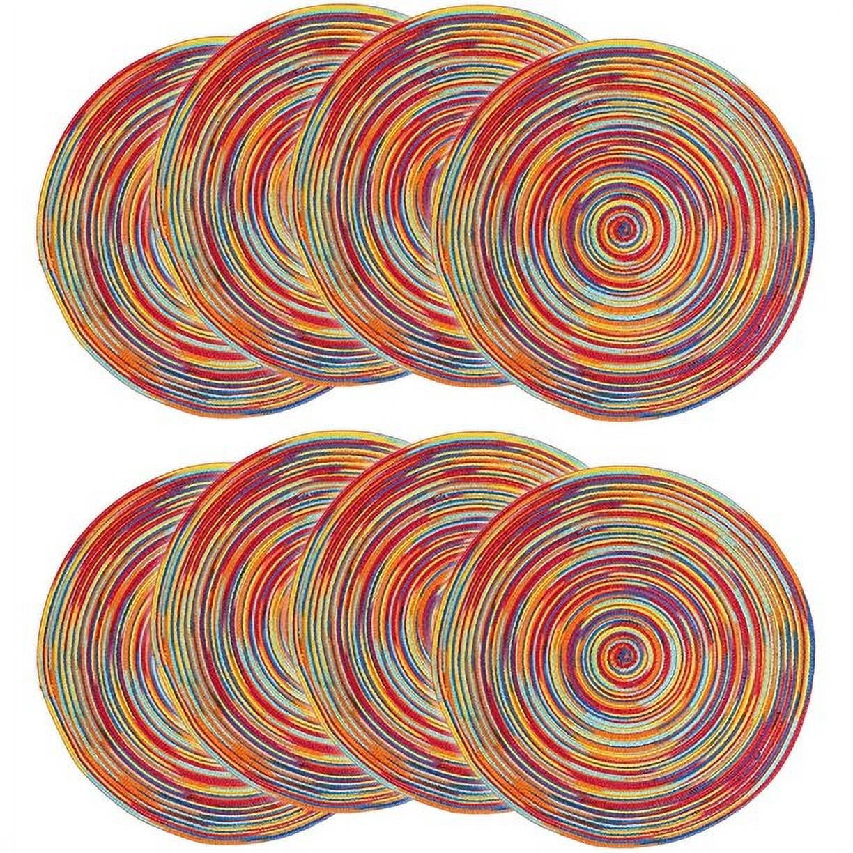Heldig Colorful 18cm Round Braided Fabric Placemats Set of 8 Dining