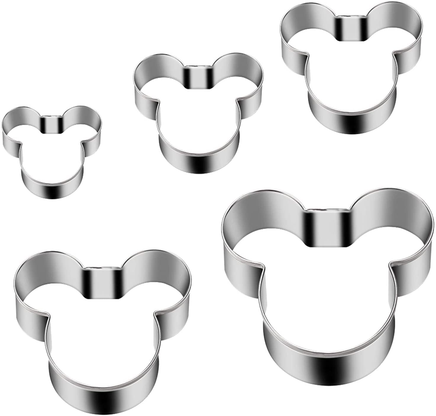 Heldig Cookie Cutters Pastry Biscuit Cutters, 5Pcs Metal Stainless Steel Heart Star Circle Flower Shaped Mould