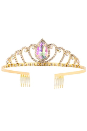 Exquisite Crystal Rhinestone Gold Tiara, Crown Wedding Bridal Headband, Gold