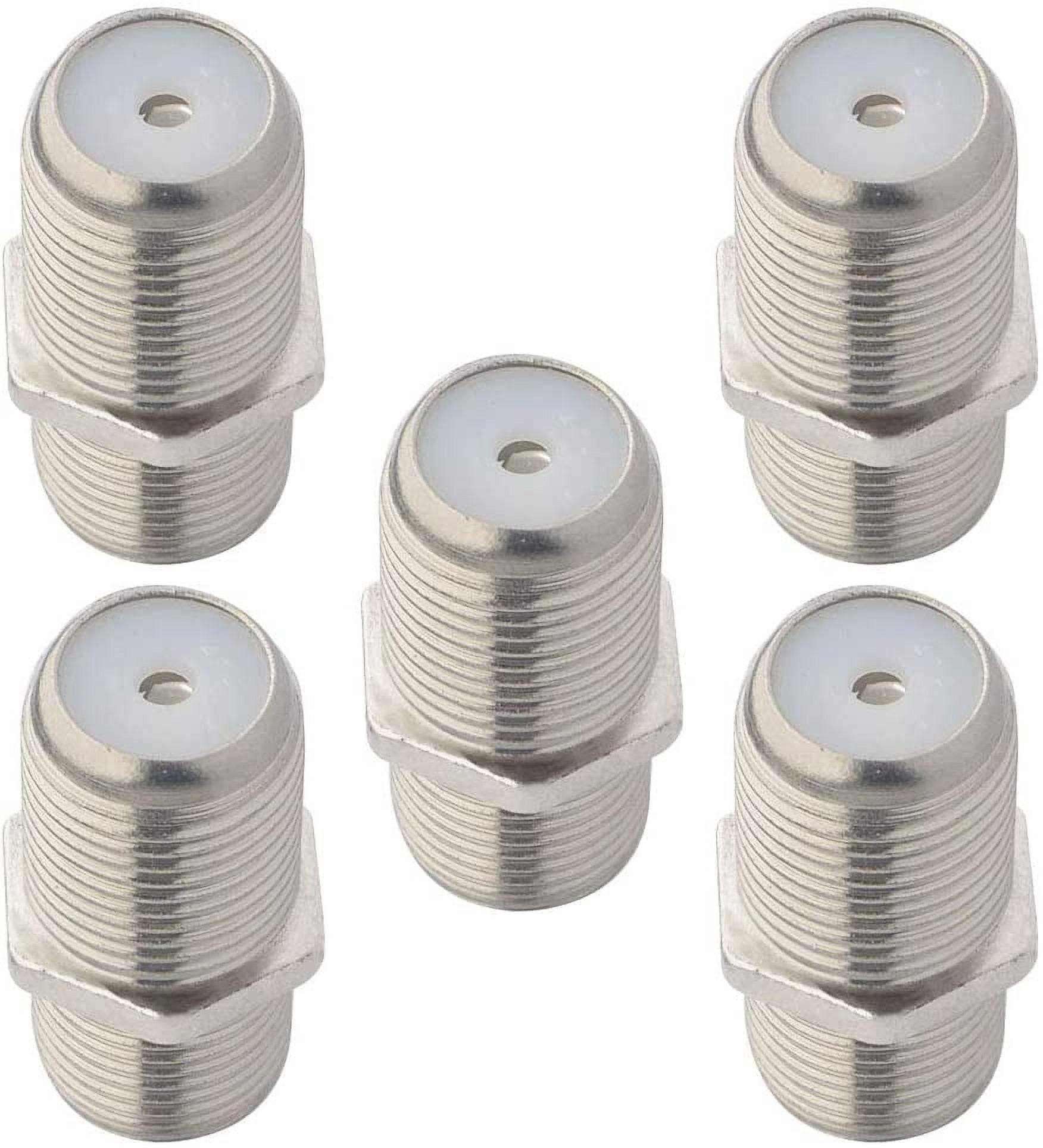 F-Type RF Coaxial Connectors RG6 Adapter F Female To F Female Antenna Connector Female To Female Coaxial Connector F Type Jack (Hole) Cable Connector for TV Antenna, Nickel Plated Pack of 2