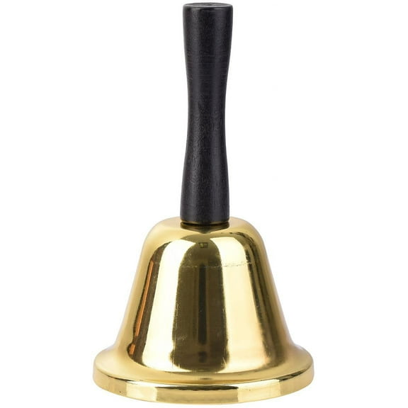 Heldig Hand Bell Metal Tea Bell Service Bell Gold Hand Bell School Small Hand Bell for Adults (Gold)