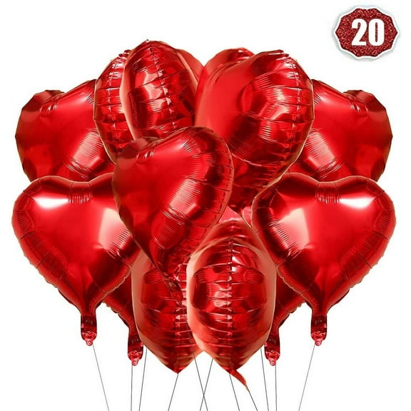 Heldig Heart foil balloon red 20 pieces heart helium balloons heart balloons helium balloon foil balloon wedding foil balloon suitable for birthday bridal shower valentine's dayB
