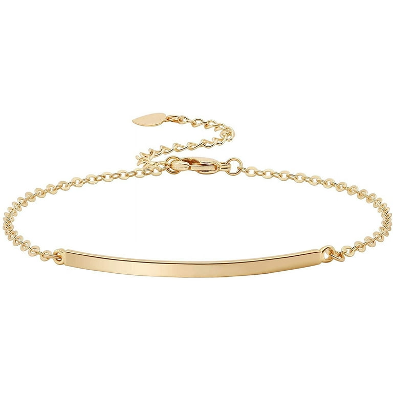 Heldig Ladies Gold Bar Bracelet Simple and Exquisite Thin Sleeve Bracelet  Hook Bracelet 14K Gold Plated Handmade Minimalist Jewelry 