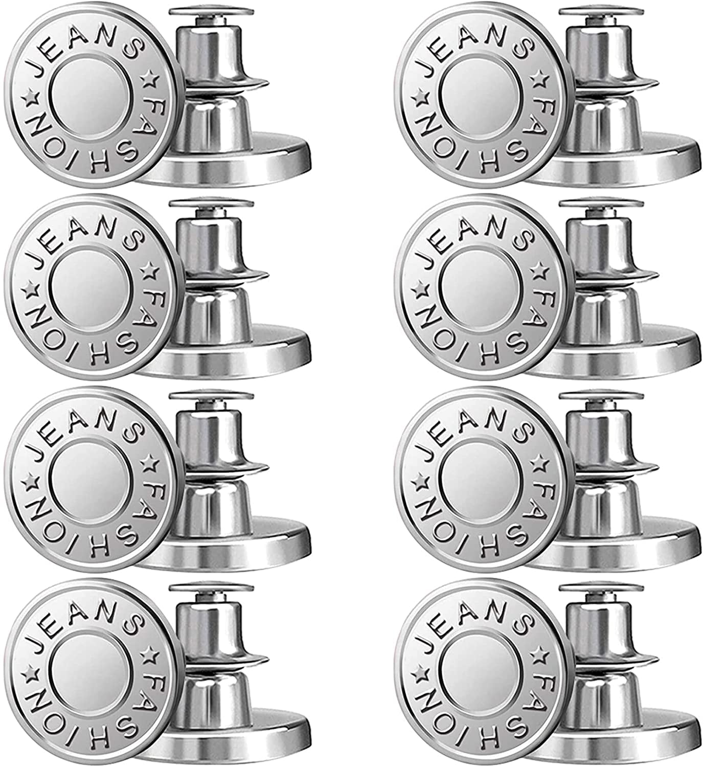 Heldig 8pcs No Sew Instant Button 17mm, Detachable Jean Replacement ...