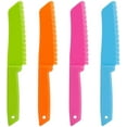 thumbnail image 1 of Heldig Set of 4 plastic kitchen knives with serrated cutting edges - plastic knives - Kids Safe Chef nylon knife / children's chef's knife for fruit, bread, cakes, salads, 1 of 5