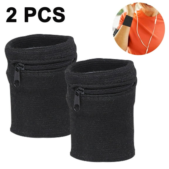 Heldig Sport-Wristband Wrist-Pouch Zipper Wrist-Wallet - Running Tennis Wrist Wallet Thick Solid Color Sweatband Wallet for Keys ID Cards，