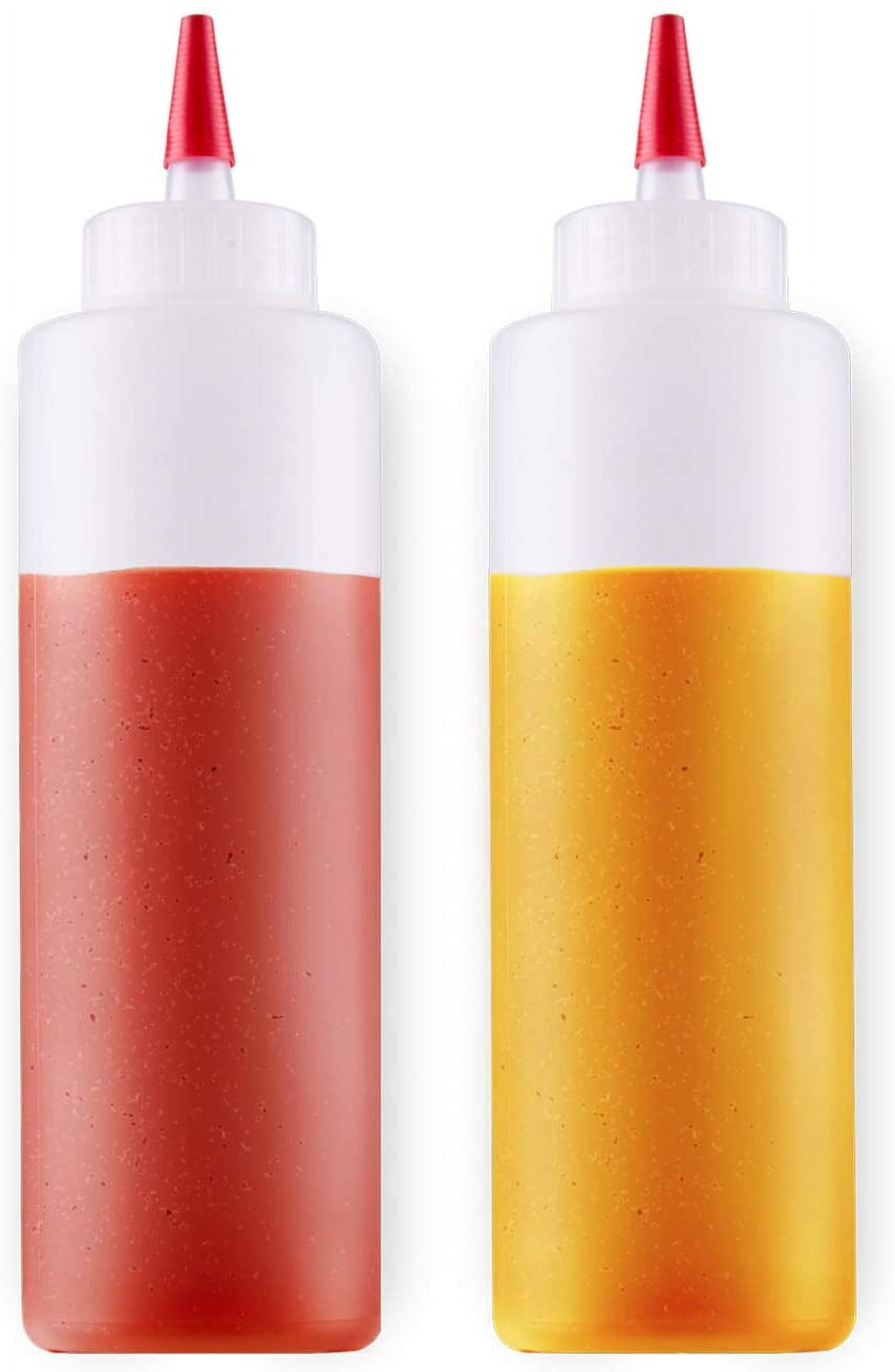 Condimate Red Heldig Squeeze Bottles with Red Cap-Pack of 2 Wide Mouth , Leak Proof ...