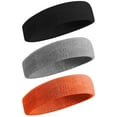 thumbnail image 1 of Heldig Sweatbands Sports for Men, Gray BLack Orange, 3 Count, 1 of 7