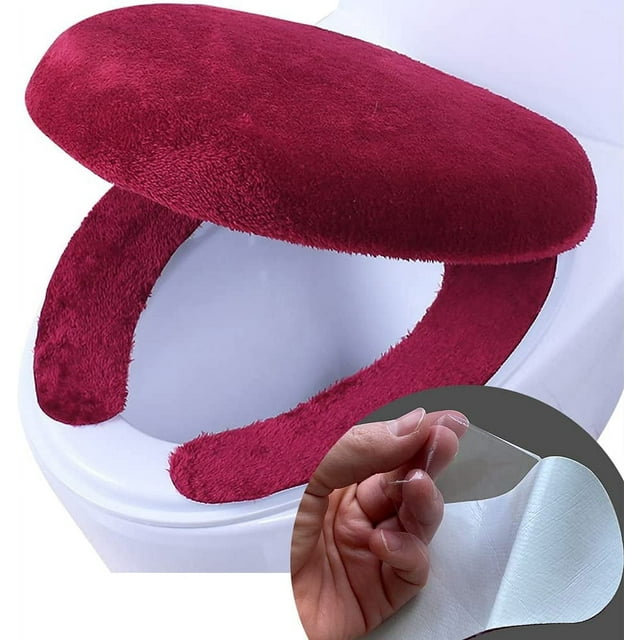 Heldig Toilet Seat Cover Cushion TwoPiece Washable Ice Silk Velvet