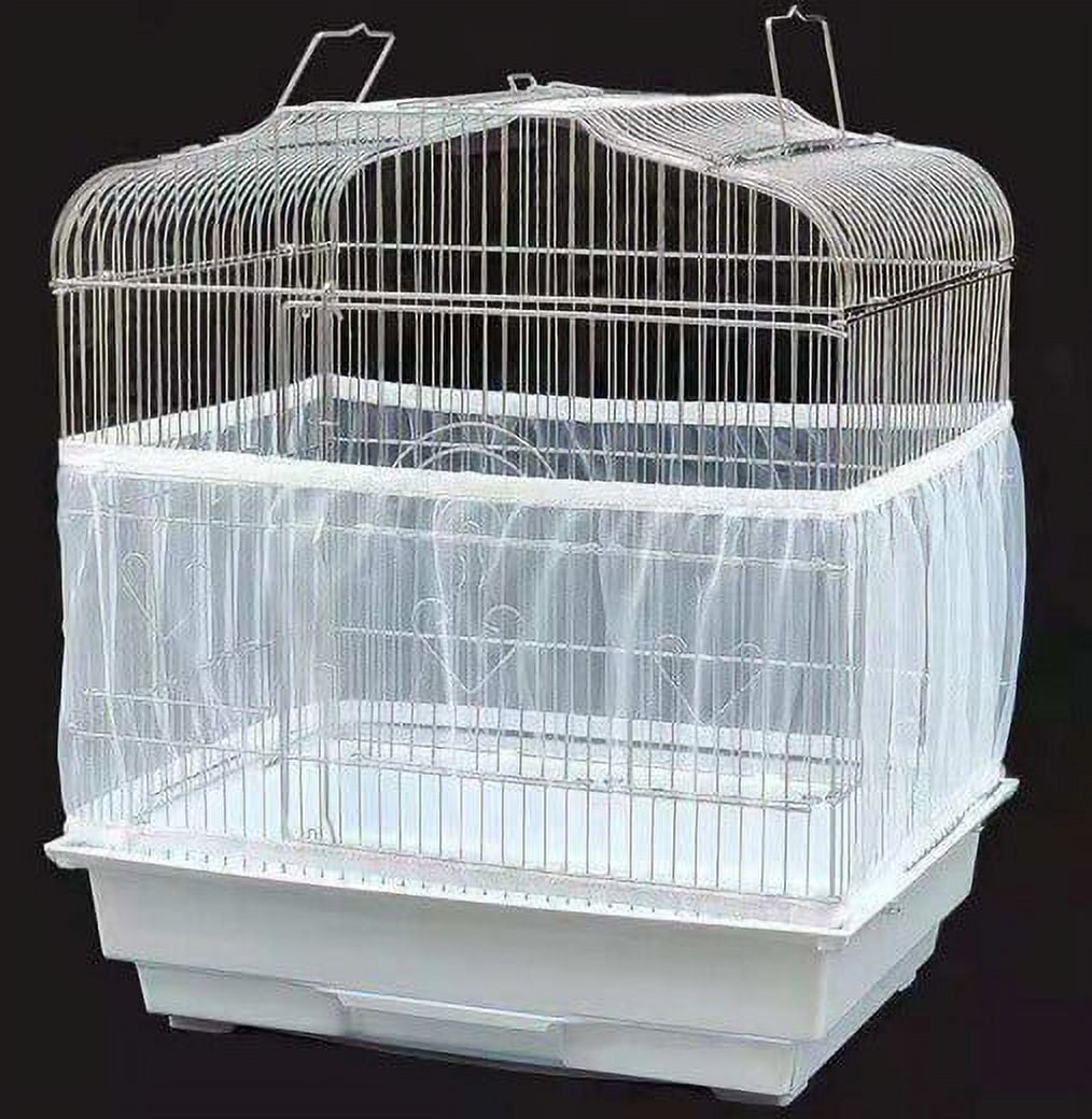 Heldig Universal Birdcage Cover Seed Catcher Mesh Parrot Cage Skirt- White (Not Include Birdcage)