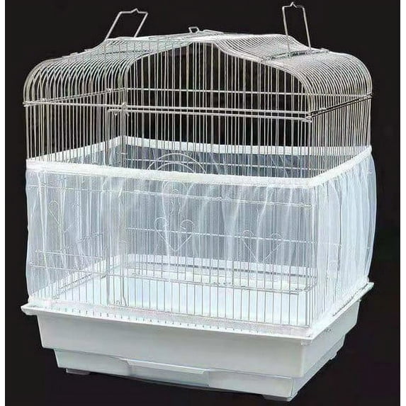 Heldig Universal Birdcage Cover Seed Catcher Mesh Parrot Cage Skirt- White (Not Include Birdcage)