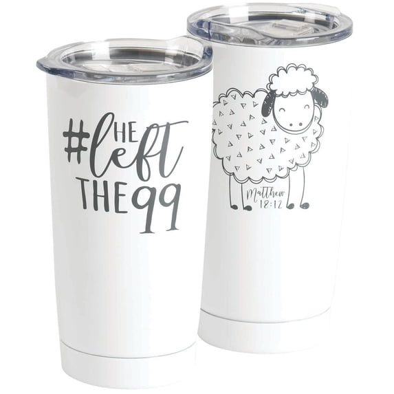 #Heleftthe99 White Sheep 20 Ounce Stainless Steel Travel Tumbler Mug with Lid
