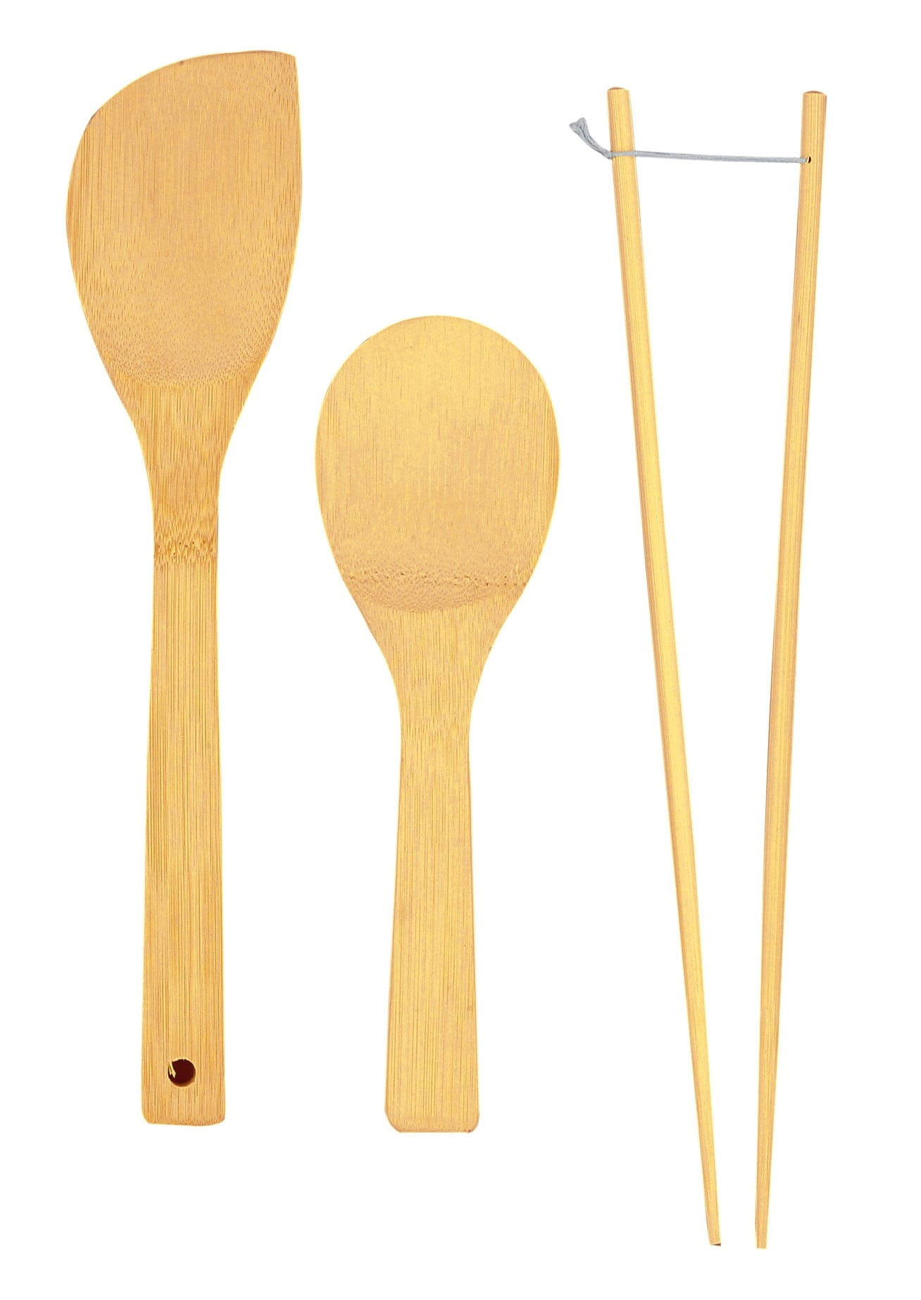 Helen Chen's Asian Kitchen Bamboo Kitchen Tools Cooking Utensils and Stir  Fry Set, 3-Piece 
