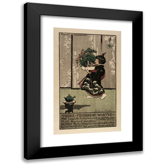 Helen Hyde 11x14 Black Modern Framed Museum Art Print Titled - Three Friends of Winter (1913)
