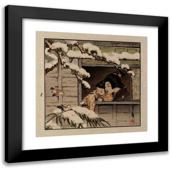 Helen Hyde 13x12 Black Modern Framed Museum Art Print Titled - My Neighbors (1913)