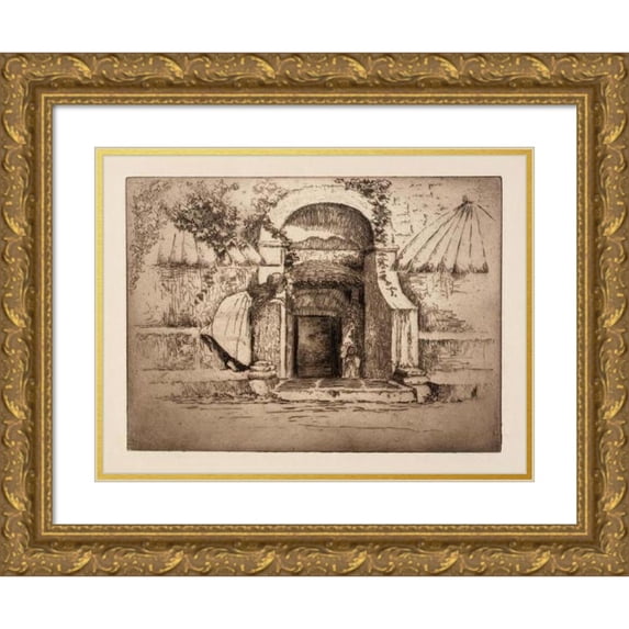 Helen Hyde 18x15 Gold Ornate Wood Frame and Double Matted Museum Art Print Titled - The Seats of the Mighty (1912)