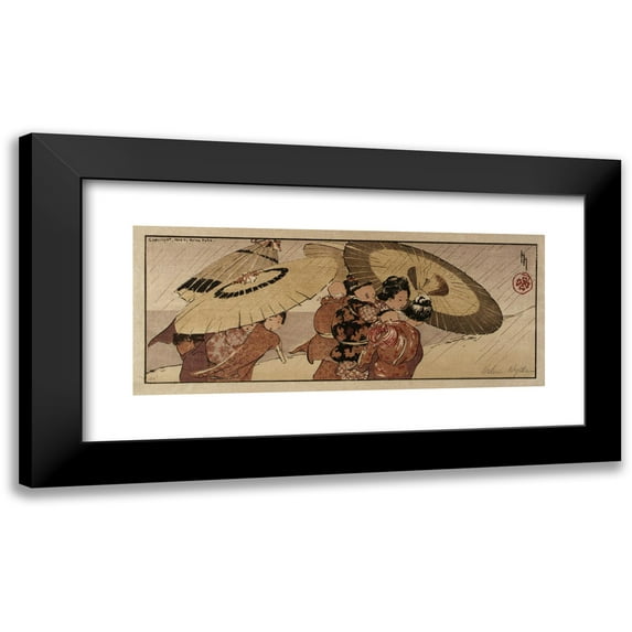 Helen Hyde 24x12 Black Modern Framed Museum Art Print Titled - A Summer Shower (1909)