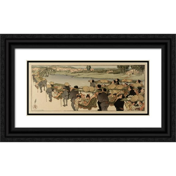 Helen Hyde 24x13 Black Ornate Framed Double Matted Museum Art Print Titled: Going to the Fair (1910)