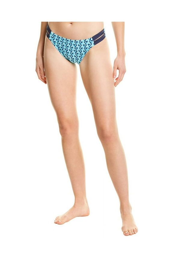 womens Double Tab Hipster Bikini Bottom, XS, Blue