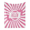 thumbnail image 1 of Helen Soft Flannel Fleece Blanket, Retro Style Inspired Composition with Weathered Looking Letters and Stripes, Cozy Plush for Indoor and Outdoor Use, 70" x 90", Pale Pink and White, by Ambesonne, 1 of 5