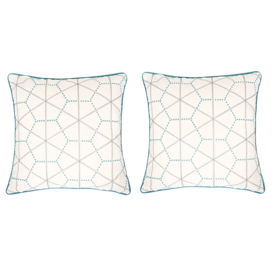 Helen Turquoise Geometric Polyester 20 in. x 20 in. Throw Pillow (Set of 2)