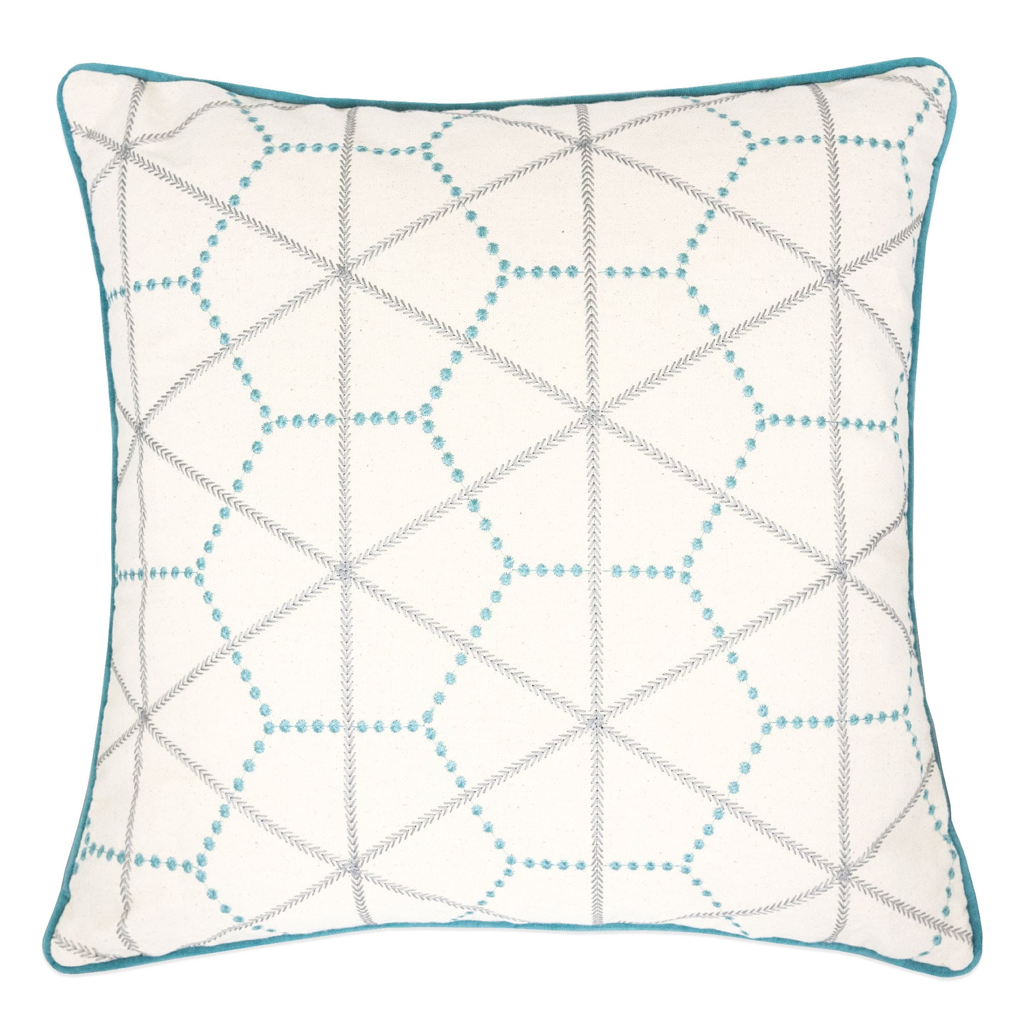 Helen Turquoise Geometric Polyester 20 in. x 20 in. Throw Pillow